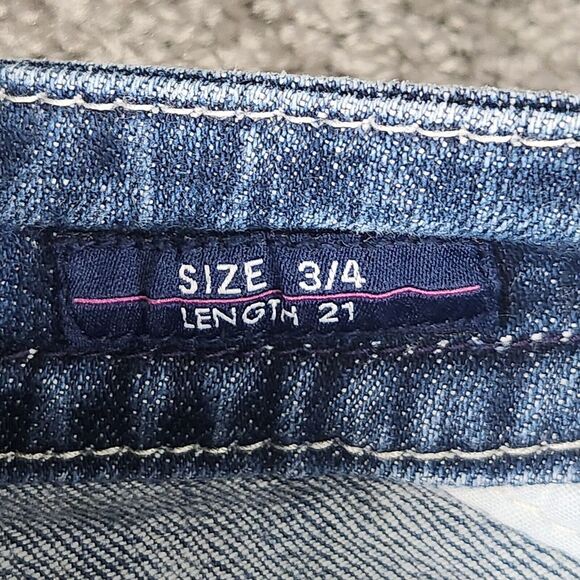 Vigoss Jeans Womens 4 Chelsea Capri Distressed Stretch Thick Stitch Wide Baggy - Picture 6 of 15